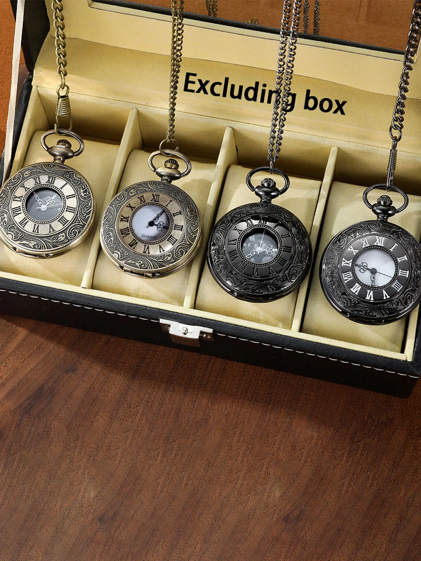 Large classical black dual display Roman retro watch with black face, Roman letters, white needles, nostalgic pocket watch
Large classical black dual display Roman retro watch with black face, Roman letters, white needles, nostalgic pocket watch