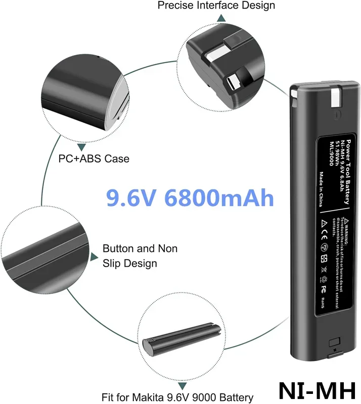 Сменный аккумулятор NiMH на 9,6 в, 6,8 Ач для 9000 9002, 9033, 6095D 6096D 6093D 6012HD DA391D 5090D 4390D 8402VD ML902
Сменный аккумулятор NiMH на 9,6 в, 6,8 Ач для 9000 9002, 9033, 6095D 6096D 6093D 6012HD DA391D 5090D 4390D 8402VD ML902