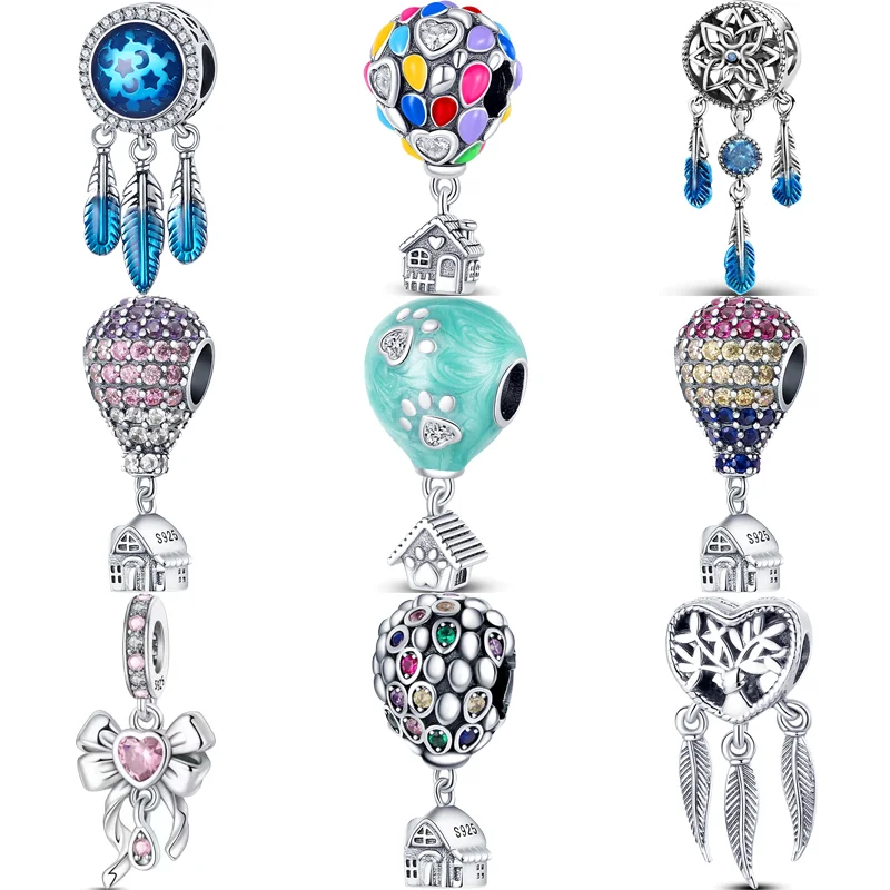925 Silver Blue Feather Dreamcatcher Colorful Zircon Balloon House Pink Bowknot Pendant Beads Fit Pantaro Charm Bracelet Jewelry
925 Silver Blue Feather Dreamcatcher Colorful Zircon Balloon House Pink Bowknot Pendant Beads Fit Pantaro Charm Bracelet Jewelry