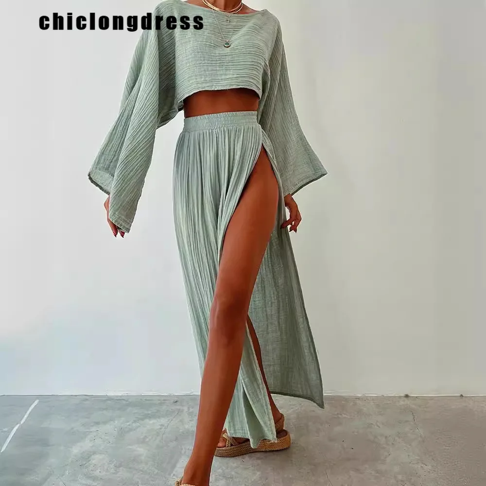 Summer Fashion Vacation Style Two Piece Set Women Casual Solid Flare Sleeve Top Split Skirt Two Piece Set Women
Summer Fashion Vacation Style Two Piece Set Women Casual Solid Flare Sleeve Top Split Skirt Two Piece Set Women