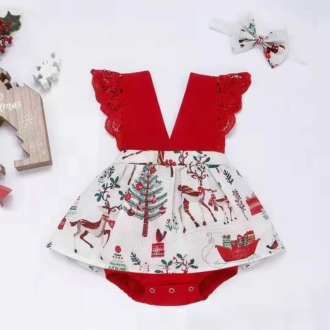 Children Clothing Christmas Girls Dress Embroidered Lace Dress Summer Baby Jumpsuit Baby Lovely Christmas Cartoon Print Dress
Children Clothing Christmas Girls Dress Embroidered Lace Dress Summer Baby Jumpsuit Baby Lovely Christmas Cartoon Print Dress