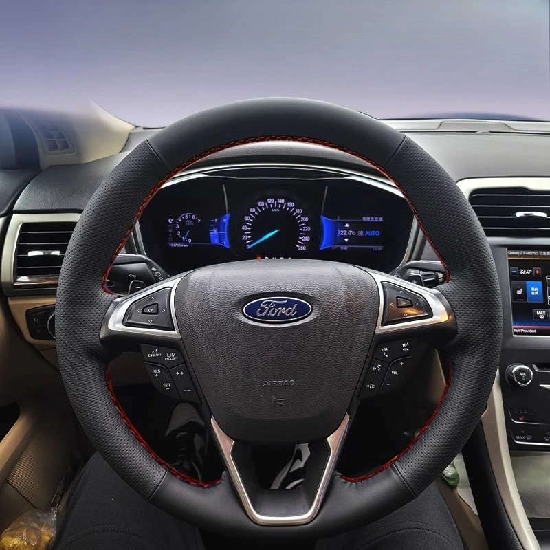For Ford Mondeo Fusion 2013-2019 EDGE 2015-2019 Hand Stitched non-slip Black Genuine Leather Car Steering Wheel Cover
For Ford Mondeo Fusion 2013-2019 EDGE 2015-2019 Hand Stitched non-slip Black Genuine Leather Car Steering Wheel Cover
