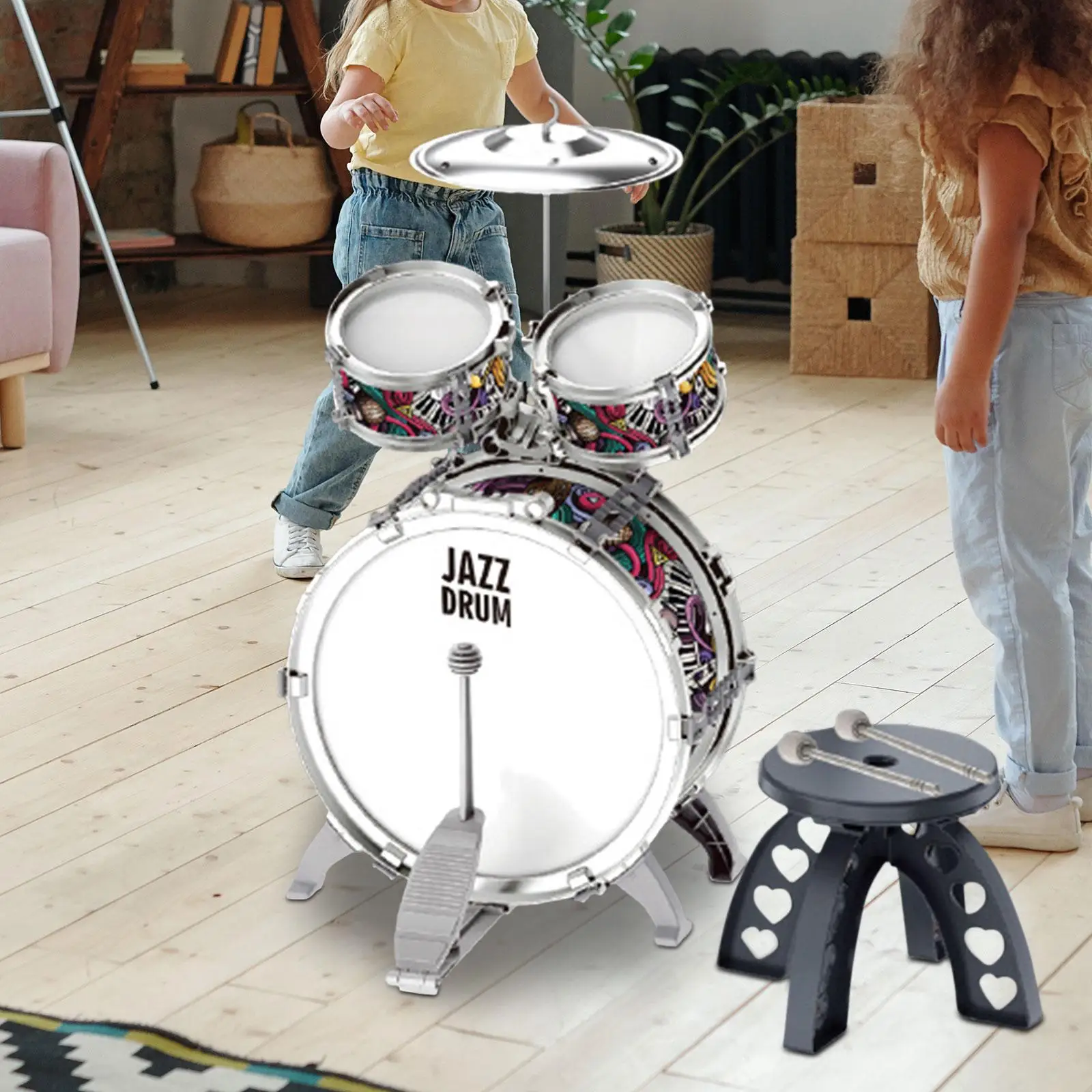 Kids Jazz Drum Set Development Toy Includes Roms, Cymbal, Drumstick, Stool Rock Jazz Drum Kits for Kids Children's Day
Kids Jazz Drum Set Development Toy Includes Roms, Cymbal, Drumstick, Stool Rock Jazz Drum Kits for Kids Children's Day
