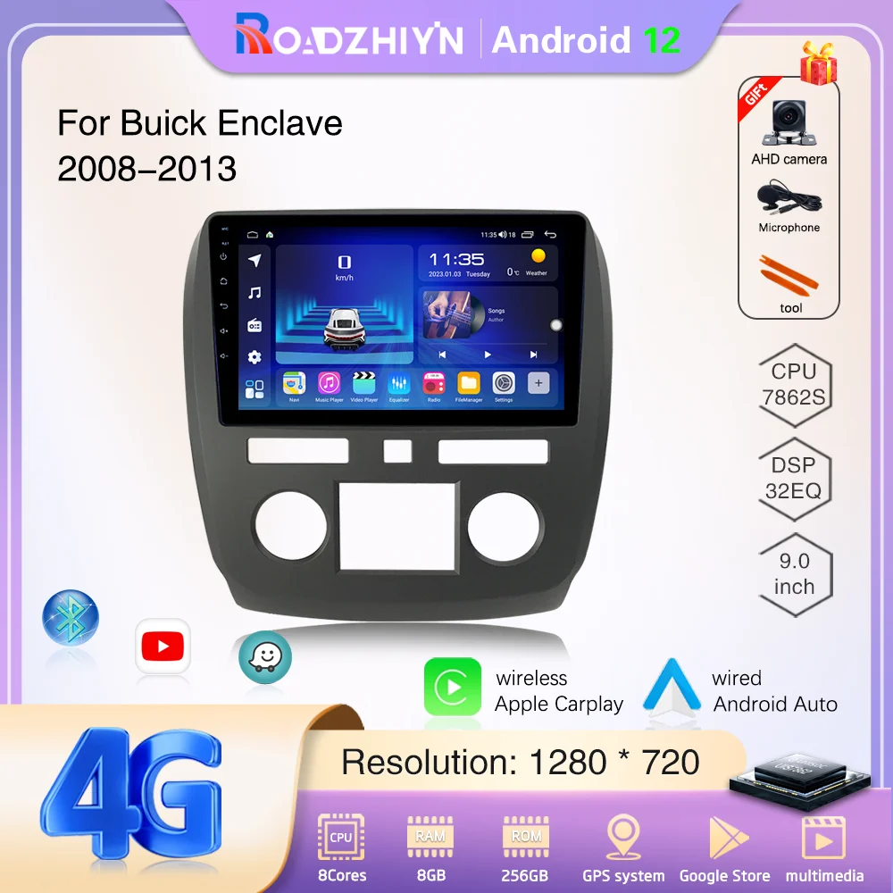 Roadzhiyin 9,0 Автомобильный мультимедийный видеоплеер для Buick анклава 2008-2013 GPS навигация Android 12 радио авто Carplay 4G 360 камера
Roadzhiyin 9,0 Автомобильный мультимедийный видеоплеер для Buick анклава 2008-2013 GPS навигация Android 12 радио авто Carplay 4G 360 камера