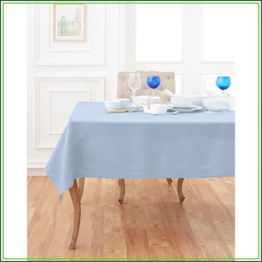 Sky Blue 100% Pure Linen Tablecloth 60x108 Inch - Classic Hemstitch, Machine Washable
Sky Blue 100% Pure Linen Tablecloth 60x108 Inch - Classic Hemstitch, Machine Washable