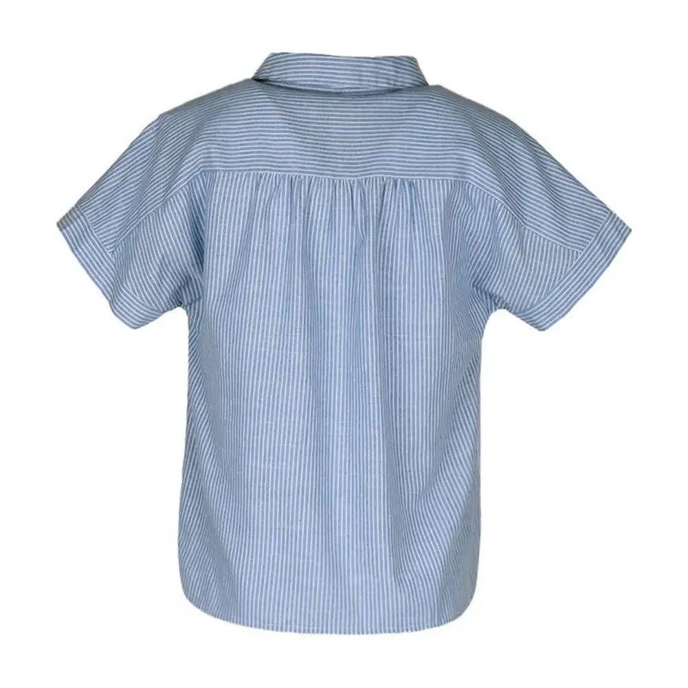 Striped Lapel Blouse Striped Short Sleeve Women's Summer Shirt with Turn-down Collar Single-breasted Design Casual for Commute
Striped Lapel Blouse Striped Short Sleeve Women's Summer Shirt with Turn-down Collar Single-breasted Design Casual for Commute