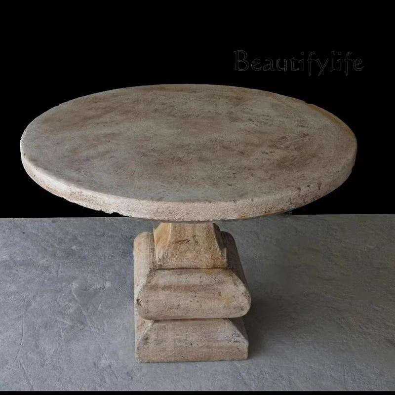 Natural marble dining table designer villa living room home light luxury dining display table retro round table
Natural marble dining table designer villa living room home light luxury dining display table retro round table