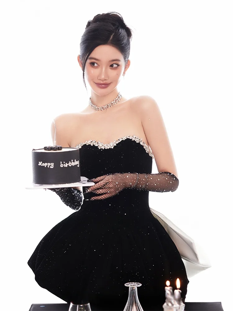 Black Knot Tube Top Short Puffy A-Line Skirt Dress Sexy High Waist Birthday Princess Dress Laneci Women's Clothing
Black Knot Tube Top Short Puffy A-Line Skirt Dress Sexy High Waist Birthday Princess Dress Laneci Women's Clothing