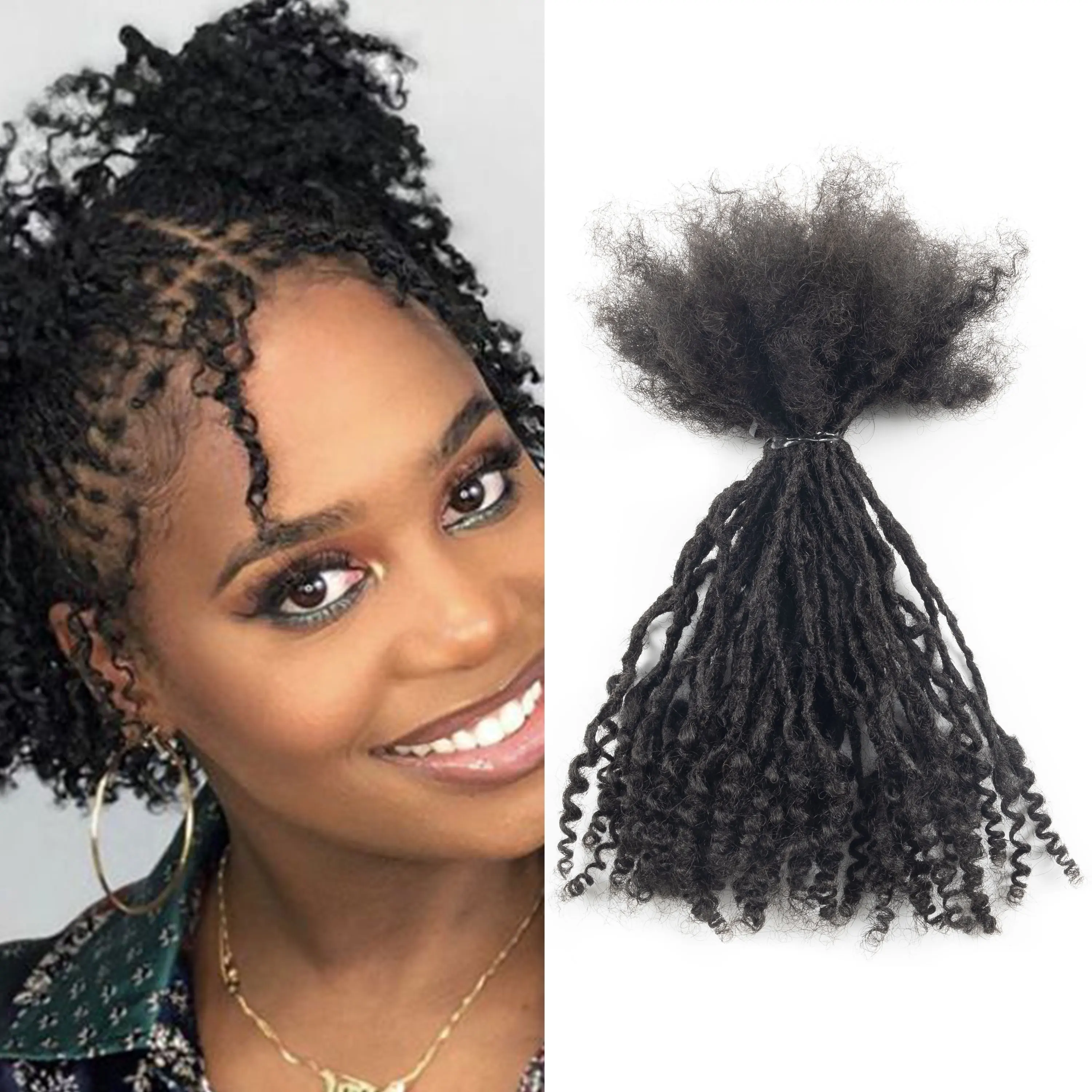 8''X0.3cm 100strands/pack Handmade 100% Human Hair Micro Dreadlocs Inter Loc Style with Curly Ends Hair Extension
8''X0.3cm 100strands/pack Handmade 100% Human Hair Micro Dreadlocs Inter Loc Style with Curly Ends Hair Extension