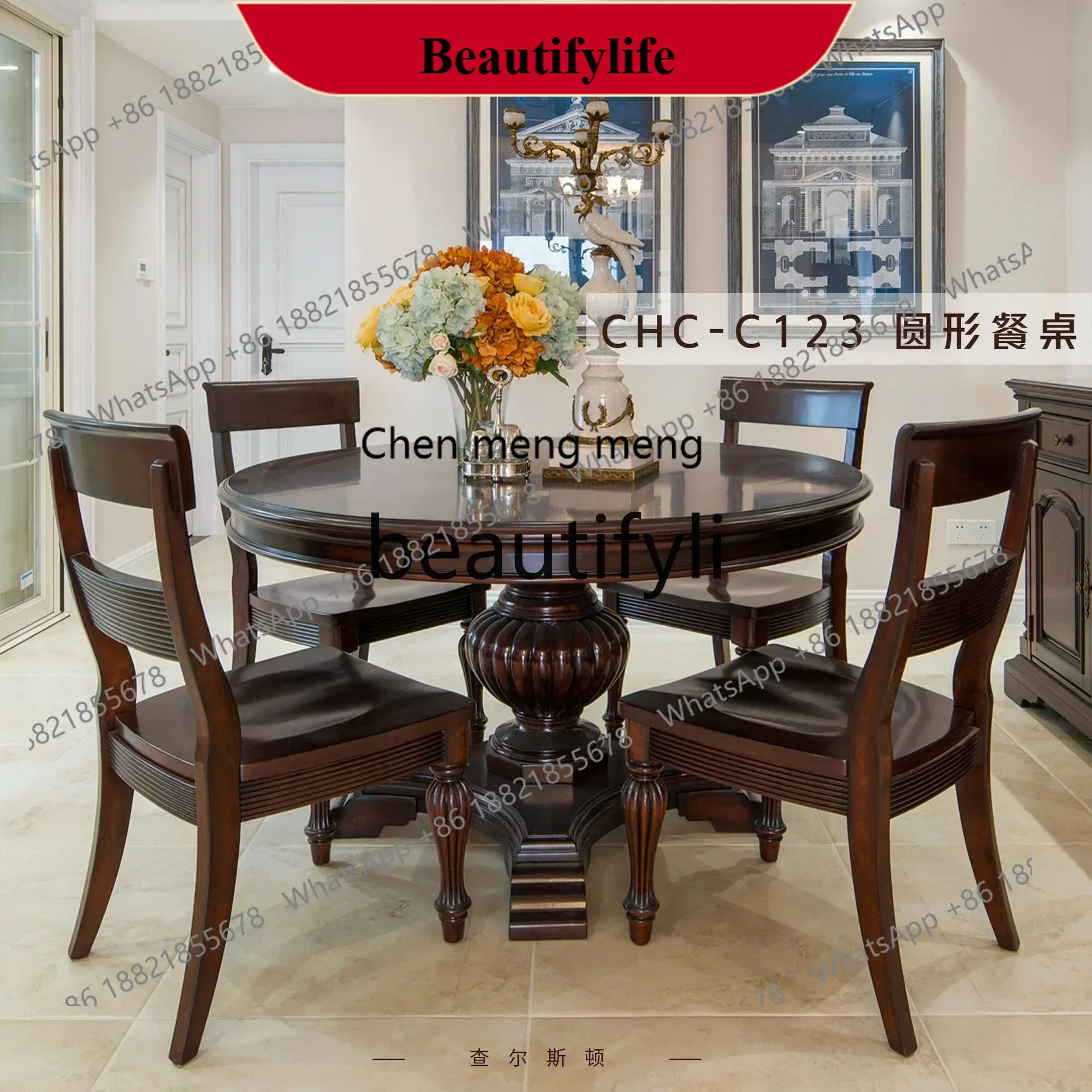 z183 American Dining Table Solid Wood Dining Table Round Dining Table Combination North American Cherry Wood North American Cou
z183 American Dining Table Solid Wood Dining Table Round Dining Table Combination North American Cherry Wood North American Cou