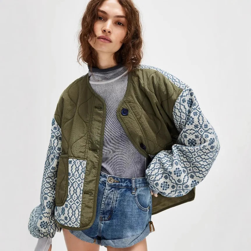 Lightweight Cotton Jaet Printed Patchwork Button Autumn Winter Commute Loose Fit Long Sve round Ne Single Button Closure
Lightweight Cotton Jaet Printed Patchwork Button Autumn Winter Commute Loose Fit Long Sve round Ne Single Button Closure