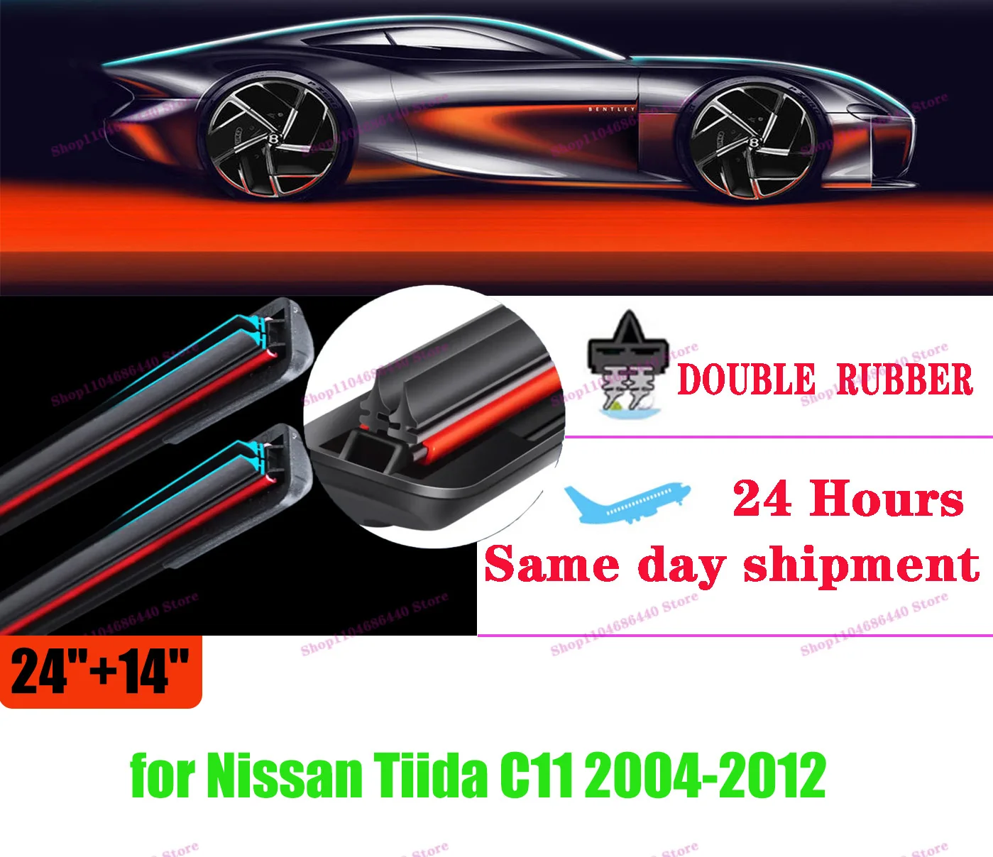 Car Wiper for Nissan Tiida C11 2004-2012 Double rubber Front Windshield Windscreen Wiper Blade Rubber Accessories 2004 2005 2012
Car Wiper for Nissan Tiida C11 2004-2012 Double rubber Front Windshield Windscreen Wiper Blade Rubber Accessories 2004 2005 2012