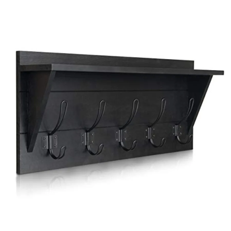 Wall Mounted Coat Rack Shelf, Rustic Wooden Country Style 24" Entryway Shelf with 5 Rustic Hooks featuring Solid Pine Wood. Per
Wall Mounted Coat Rack Shelf, Rustic Wooden Country Style 24" Entryway Shelf with 5 Rustic Hooks featuring Solid Pine Wood. Per