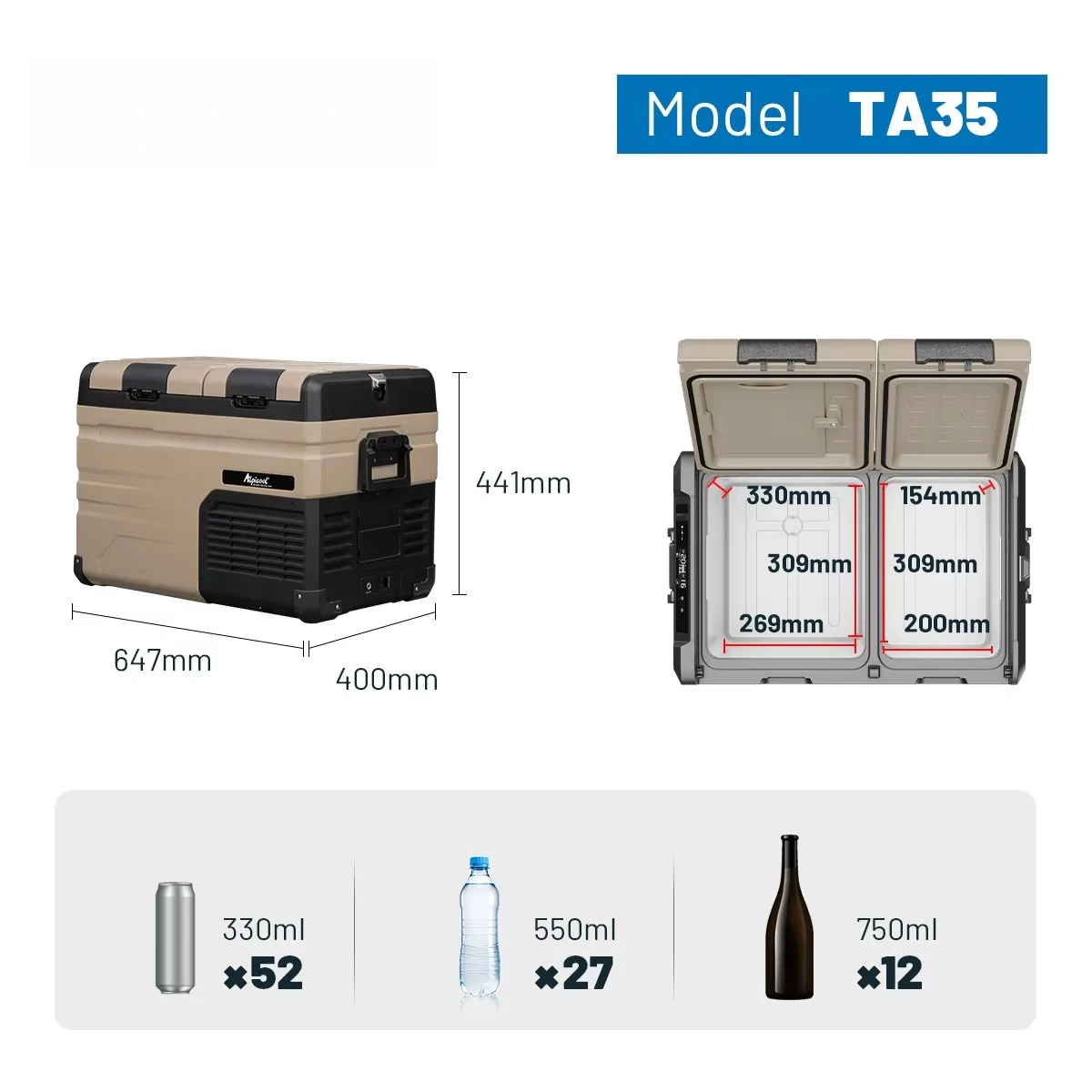 TA35 35L Solar Battery Power Fridges Freezer Outdoor Indoor BBQ Camping Cooler Compressor Freezer OEM/ODM
TA35 35L Solar Battery Power Fridges Freezer Outdoor Indoor BBQ Camping Cooler Compressor Freezer OEM/ODM