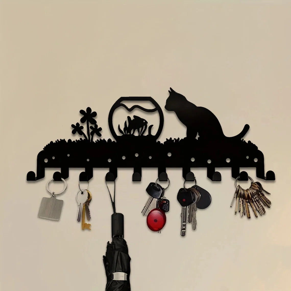 Crafts Cute Cat Metal Wall Mounted Rack With 10 Hooks, Wall Hanging Hooks Holder, Decorative Organizer Rack Hook for wall
Crafts Cute Cat Metal Wall Mounted Rack With 10 Hooks, Wall Hanging Hooks Holder, Decorative Organizer Rack Hook for wall