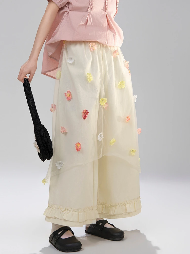 Artisanal Cotton Linen Wide Leg Nine Pants Women's Fake Two-Piece 3D Flower Embellished Mesh Paneling Youthful Plant Floral
Artisanal Cotton Linen Wide Leg Nine Pants Women's Fake Two-Piece 3D Flower Embellished Mesh Paneling Youthful Plant Floral