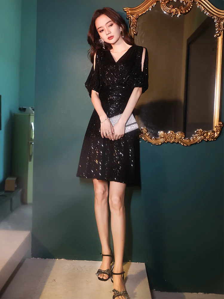 Black Small Evening Dress Women's Light Luxury Small High End Temperament High End Hosting High Level Sequin Dress
Black Small Evening Dress Women's Light Luxury Small High End Temperament High End Hosting High Level Sequin Dress
