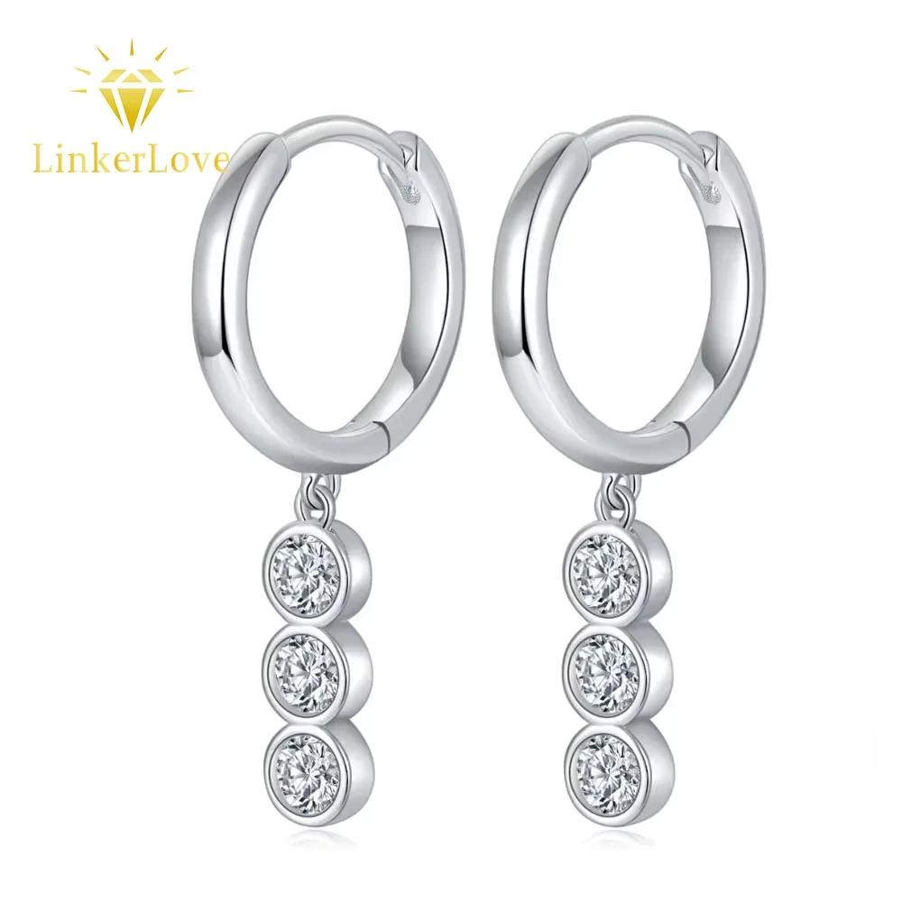 LinkerLove S925 Silver Moissanite Dangle Earrings Three Stones Vertical Design Diamond Pendant Earrings Jewelry Gift for Women
LinkerLove S925 Silver Moissanite Dangle Earrings Three Stones Vertical Design Diamond Pendant Earrings Jewelry Gift for Women