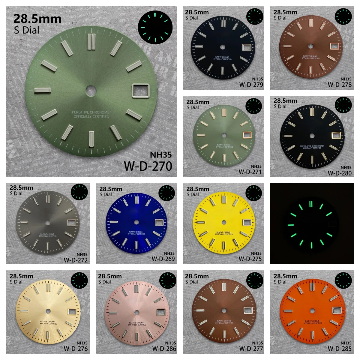 28.5 mm S Logo Dial Suitable For NH35 Japan Movement Green Luminous Sunburst High Quality Watch Modification Accessories
28.5 mm S Logo Dial Suitable For NH35 Japan Movement Green Luminous Sunburst High Quality Watch Modification Accessories