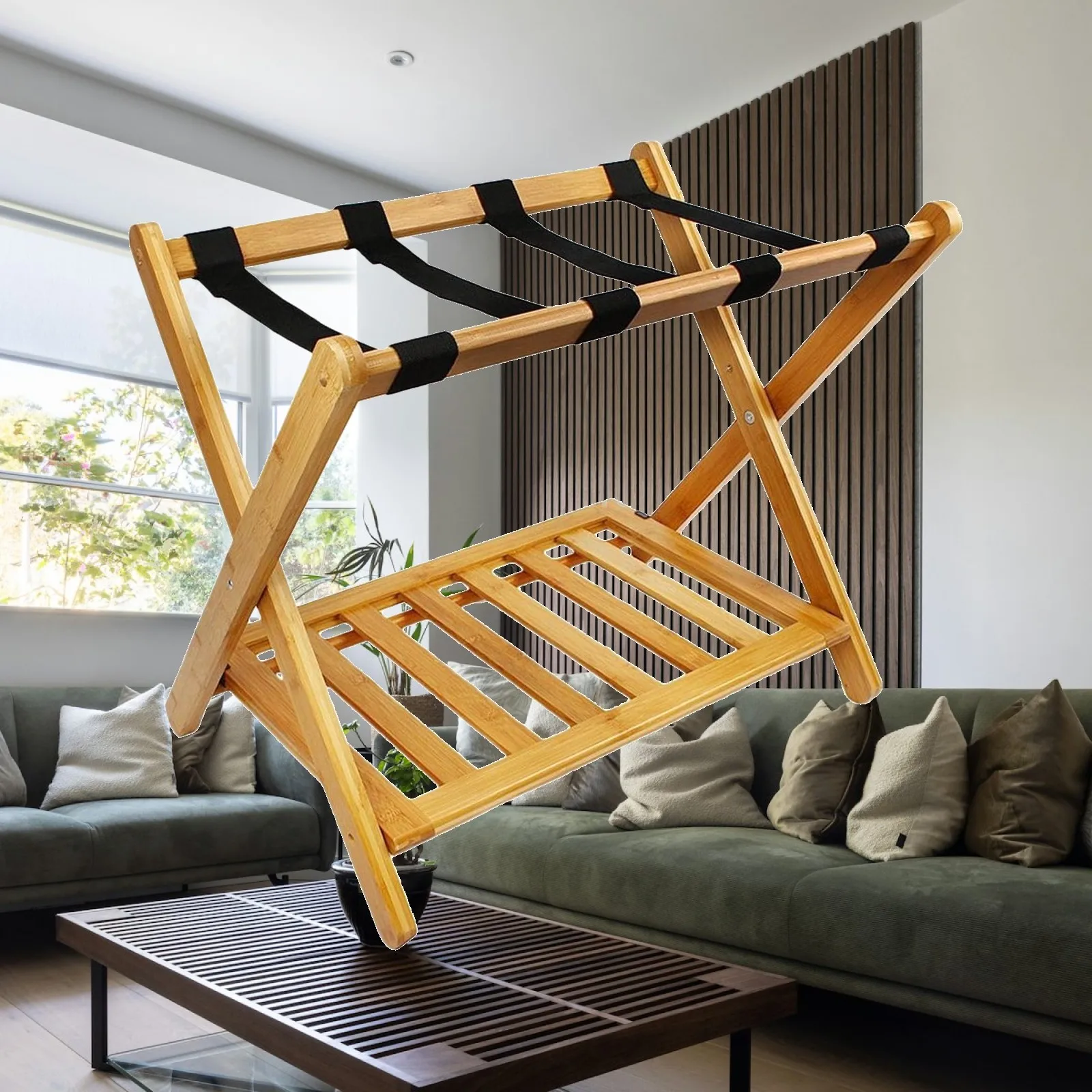 Two Tier Bamboo Luggage Rack Thickened Suitcase Stand Wood Storage Holder for Hotel Guest Rooms
Two Tier Bamboo Luggage Rack Thickened Suitcase Stand Wood Storage Holder for Hotel Guest Rooms