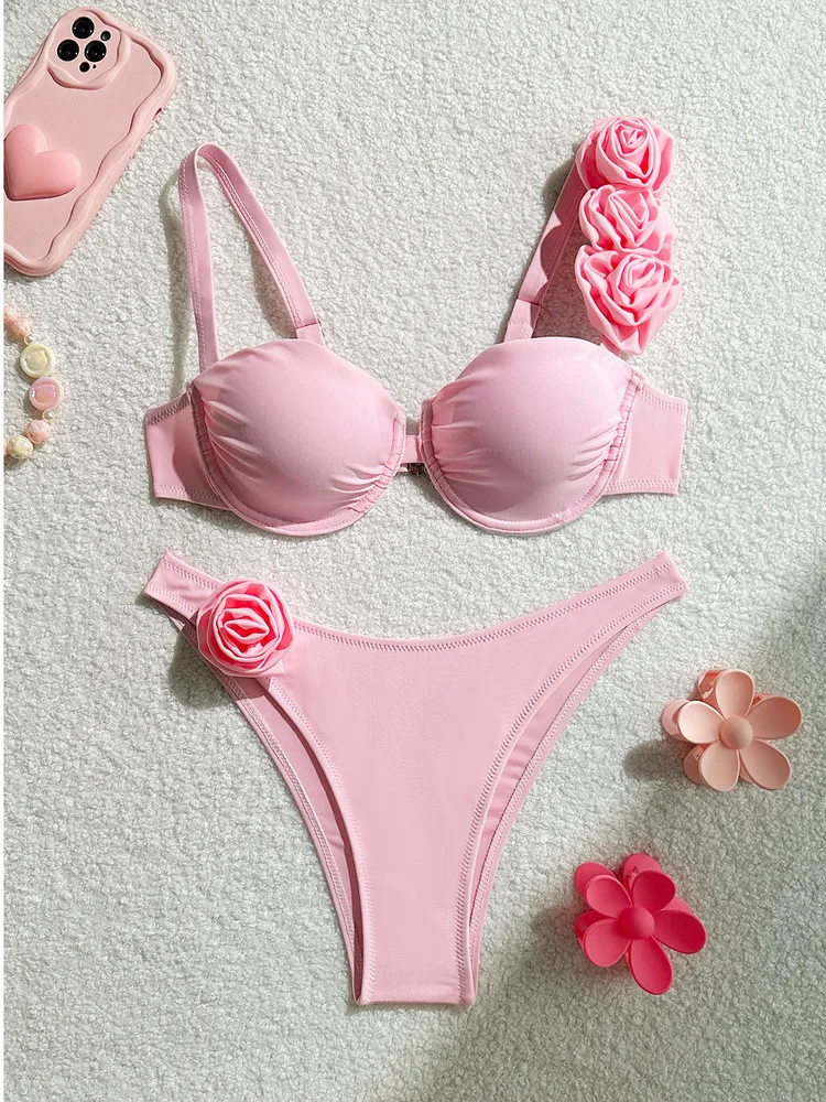 2026 New Sexy Solid Color Floral Underwire Push-up Women's Bikini Set Female Summer Beach Vacation Swimsuit
2026 New Sexy Solid Color Floral Underwire Push-up Women's Bikini Set Female Summer Beach Vacation Swimsuit