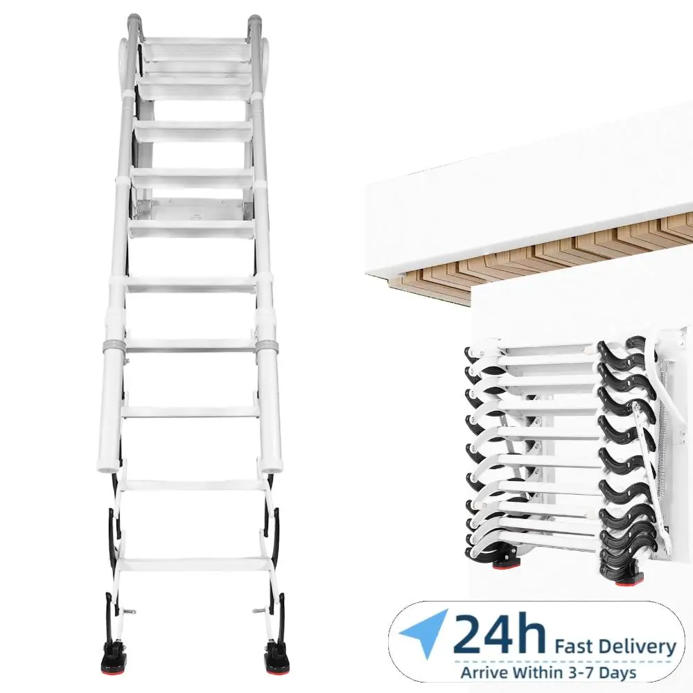 Wall-Mounted Folding Stairs with Handrails Attic Stairs Retractable Loft Ladder for Attic Basement Warehouse
Wall-Mounted Folding Stairs with Handrails Attic Stairs Retractable Loft Ladder for Attic Basement Warehouse