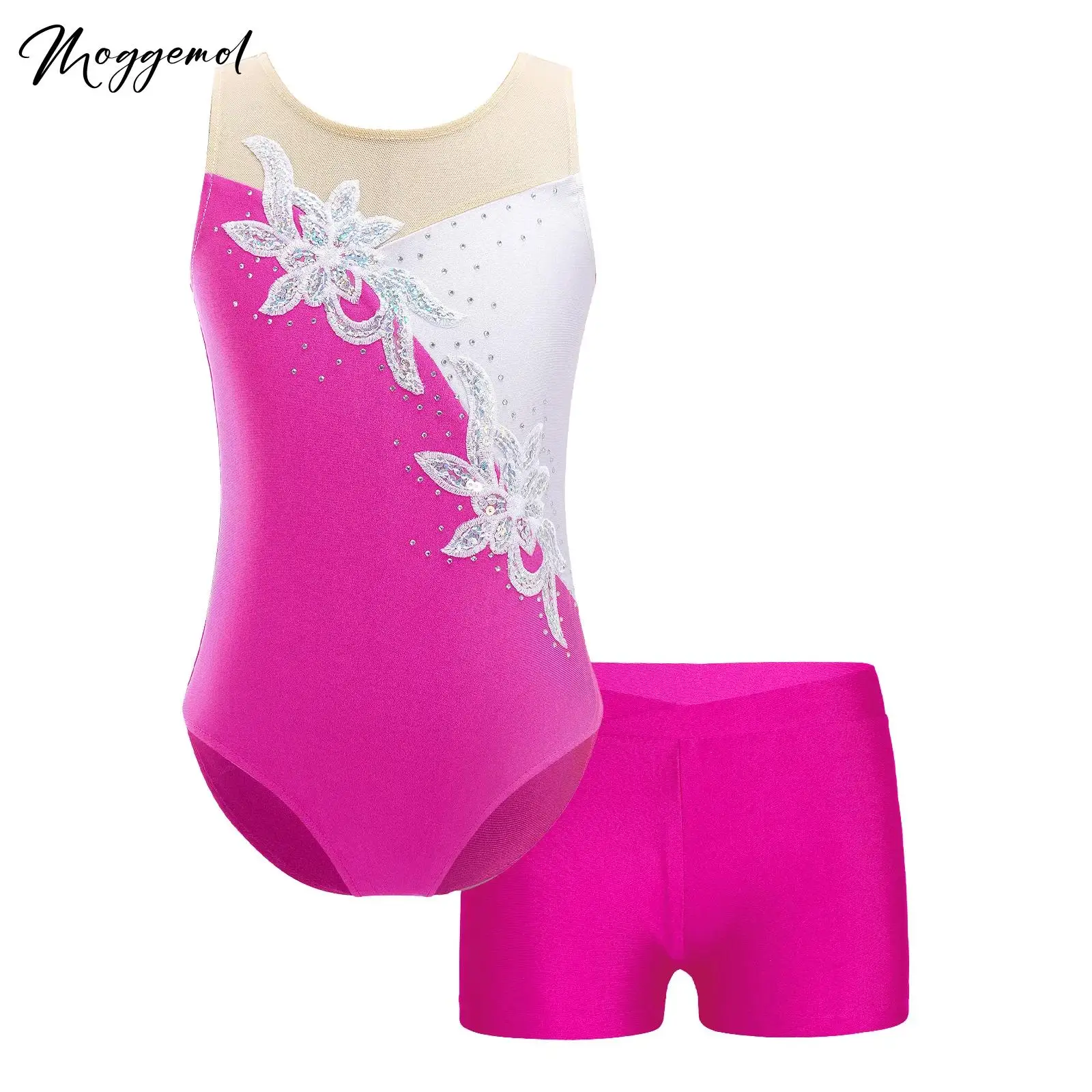 Kids Girls Ballet Dance Leotard Sequins Artistic Gymnastics Sleeveless Bodysuit Jumpsuit with Shorts 2Pcs Competition Costumes
Kids Girls Ballet Dance Leotard Sequins Artistic Gymnastics Sleeveless Bodysuit Jumpsuit with Shorts 2Pcs Competition Costumes