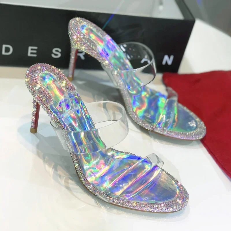 New Water Diamond High Heel Sandals Women's Fine Heel Fairy Style Transparent One line with Cooling Slippers Crystal Shoes
New Water Diamond High Heel Sandals Women's Fine Heel Fairy Style Transparent One line with Cooling Slippers Crystal Shoes