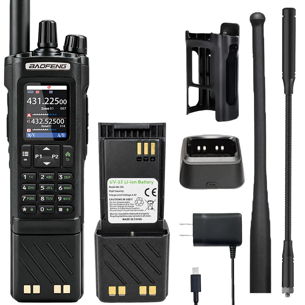 BAOFENG UV-32 GPS Long Range Two Way Radio, Wireless Frequency Copy Bluetooth Programming, 3800mAh High Capacity Battery, Black
BAOFENG UV-32 GPS Long Range Two Way Radio, Wireless Frequency Copy Bluetooth Programming, 3800mAh High Capacity Battery, Black