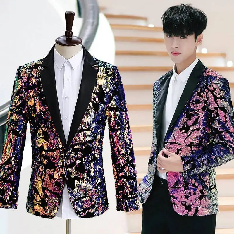 Velvet Men's Blue Sequin Purple Casual Suit Jacket DJ Singer Host Shiny Korean Version Dance Performance Costume
Velvet Men's Blue Sequin Purple Casual Suit Jacket DJ Singer Host Shiny Korean Version Dance Performance Costume