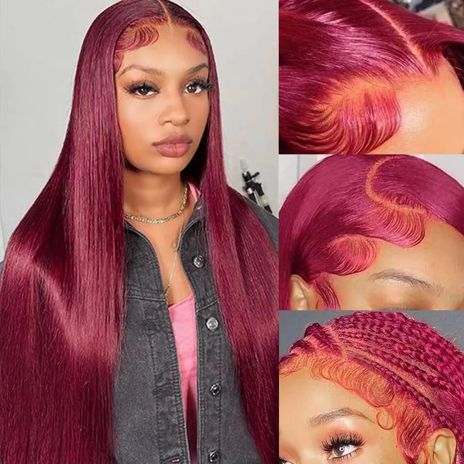 30 32 Inch Burgundy Lace Front Wigs Human Hair Pre Plucked 99j 13x4 Lace Lace Frontal Wig Burgundy Human Hair Wigs for Women
30 32 Inch Burgundy Lace Front Wigs Human Hair Pre Plucked 99j 13x4 Lace Lace Frontal Wig Burgundy Human Hair Wigs for Women