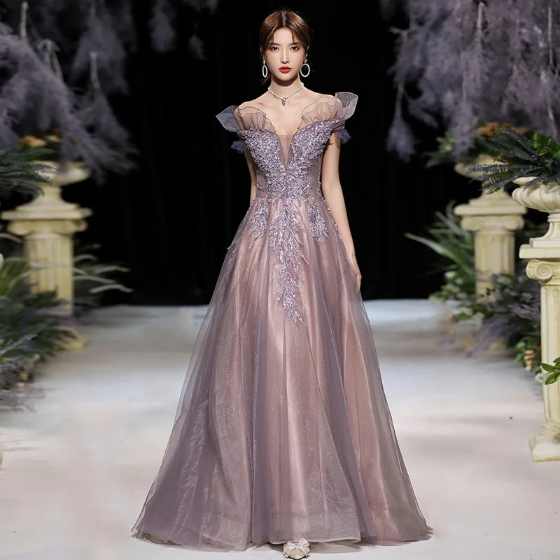 Evening Dress for Women New Spring One-shoulder Banquet Hosting Fairy-game Heavy Industry Atmospheric Celebrity Long Skirt Robe
Evening Dress for Women New Spring One-shoulder Banquet Hosting Fairy-game Heavy Industry Atmospheric Celebrity Long Skirt Robe