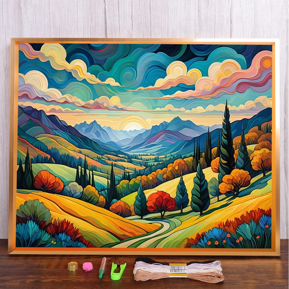 Fantasy Landscape Printed Canvas Cross-Stitch Embroidery Complete Kit Needlework Craft Hobby Sewing Room Decor Floss Package
Fantasy Landscape Printed Canvas Cross-Stitch Embroidery Complete Kit Needlework Craft Hobby Sewing Room Decor Floss Package