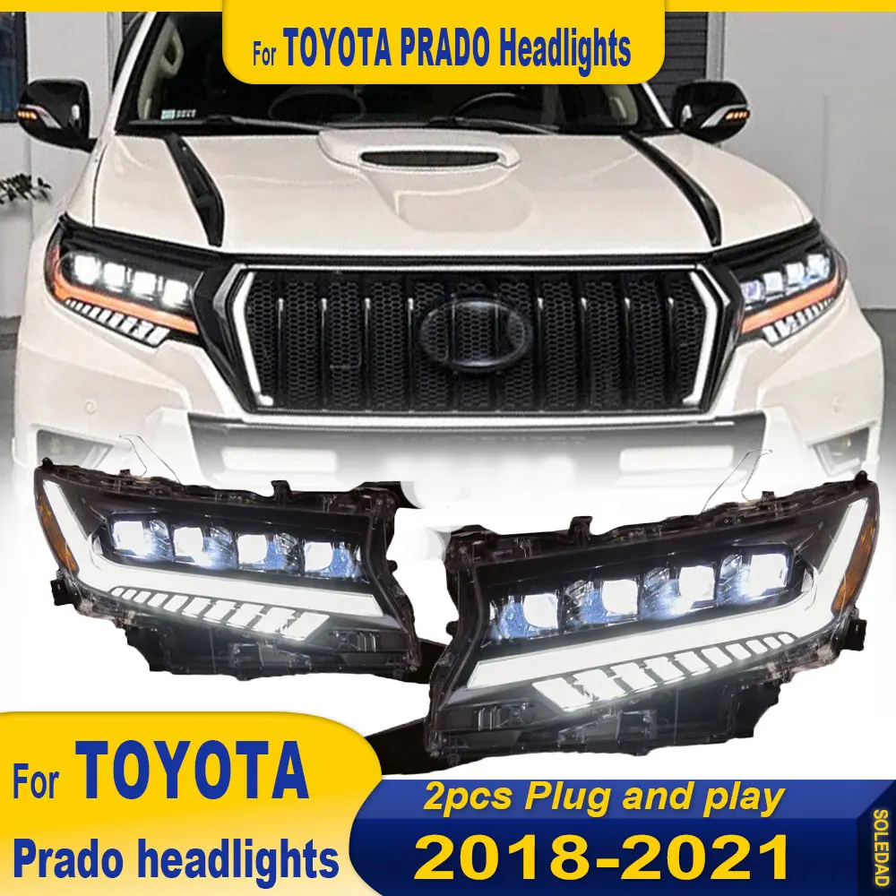 Фара для Toyota Land Cruiser Prado, комплект фар с четырьмя линзами, светодиодная матричная передняя фара, указатель поворота, 2 шт.
Фара для Toyota Land Cruiser Prado, комплект фар с четырьмя линзами, светодиодная матричная передняя фара, указатель поворота, 2 шт.