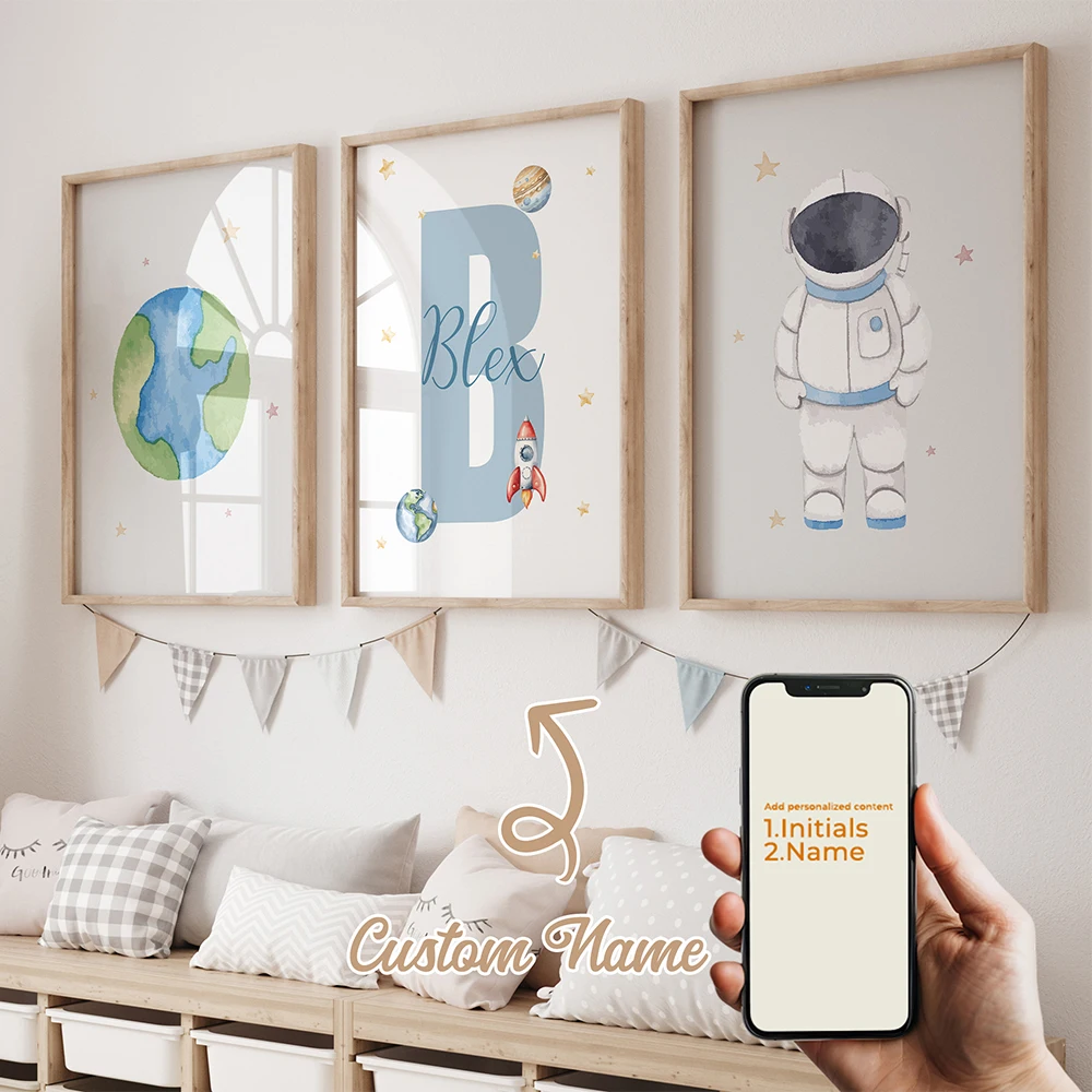 3pcs Personalized Custom Name Cartoon Astronaut Wall Art Print Picture Canvas Poster Painting For Living Child Room Home Decor
3pcs Personalized Custom Name Cartoon Astronaut Wall Art Print Picture Canvas Poster Painting For Living Child Room Home Decor