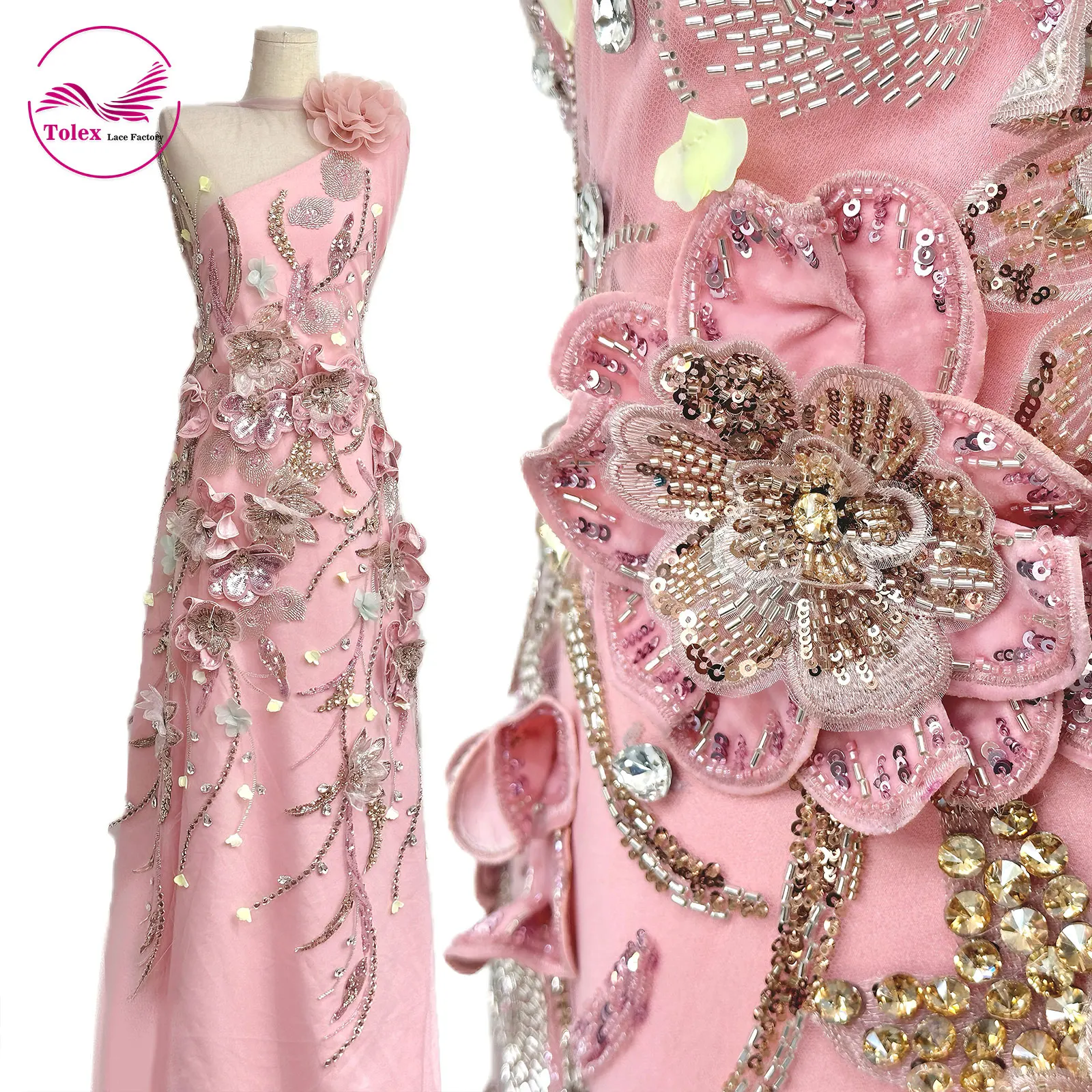 Nigerian High-End Custom Handmade 3D Beaded Gemstone Lace Fabric African Sequins Lace French Tulle Lace Wedding Dress Sewing
Nigerian High-End Custom Handmade 3D Beaded Gemstone Lace Fabric African Sequins Lace French Tulle Lace Wedding Dress Sewing