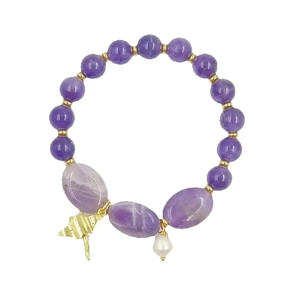 WT-B712 Beautiful Colored Gemstone Amethyst Beads Pearl &Fish Charms Stretchable Bracelet For Women Daily Commuter Decorative
WT-B712 Beautiful Colored Gemstone Amethyst Beads Pearl &Fish Charms Stretchable Bracelet For Women Daily Commuter Decorative