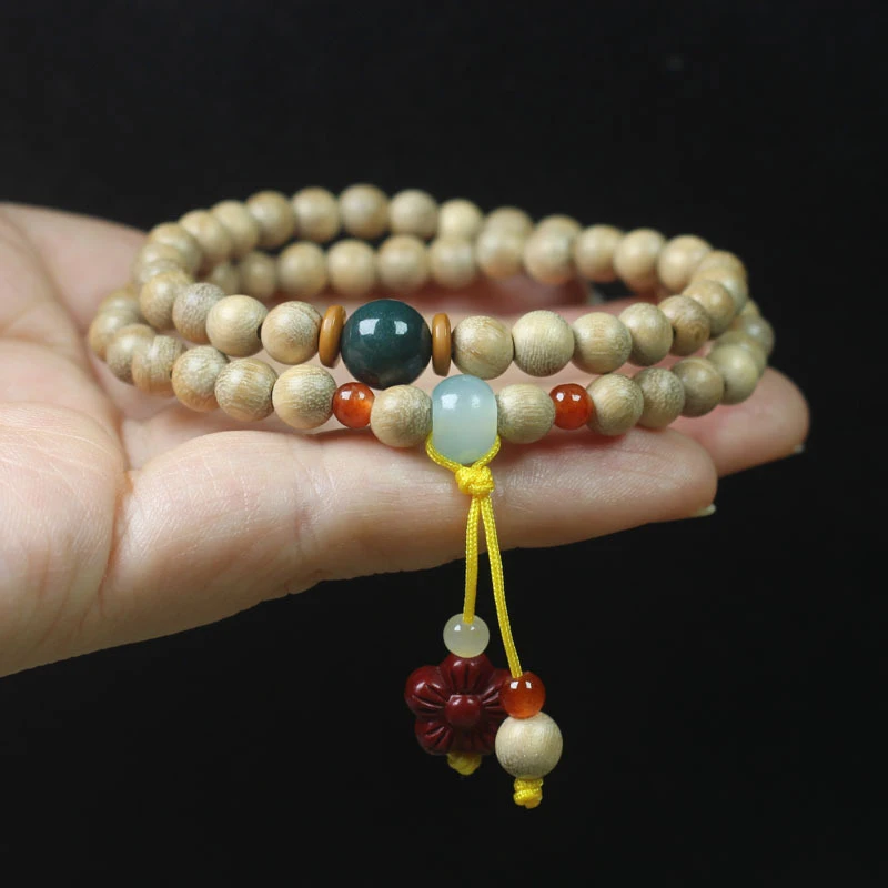 Milky Wood 6mm Double-Layer Bracelet with Cinnabar Flower Design, Forest Style Buddhist Beads and Decorative Rosary Jewelry
Milky Wood 6mm Double-Layer Bracelet with Cinnabar Flower Design, Forest Style Buddhist Beads and Decorative Rosary Jewelry