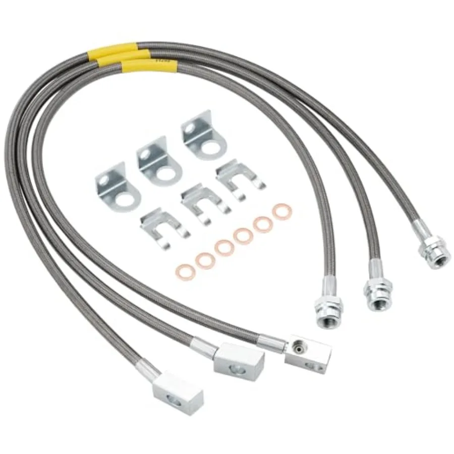 89715 Stainl Brake Lines, and Extended s and for 4"-6" Lift, Compatible with 1987-2006 4WD Wrangler TJ YJ XJ, 1984-2001 2WD/4WD
89715 Stainl Brake Lines, and Extended s and for 4"-6" Lift, Compatible with 1987-2006 4WD Wrangler TJ YJ XJ, 1984-2001 2WD/4WD