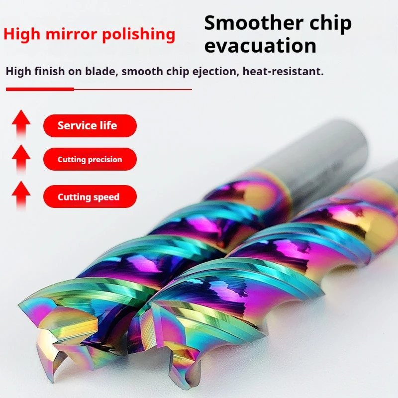 65 Degree Colorful High Gloss 3 Flute HRC65 Tungsten Carbide Extended CNC End Mill for Aluminum Cutting
65 Degree Colorful High Gloss 3 Flute HRC65 Tungsten Carbide Extended CNC End Mill for Aluminum Cutting