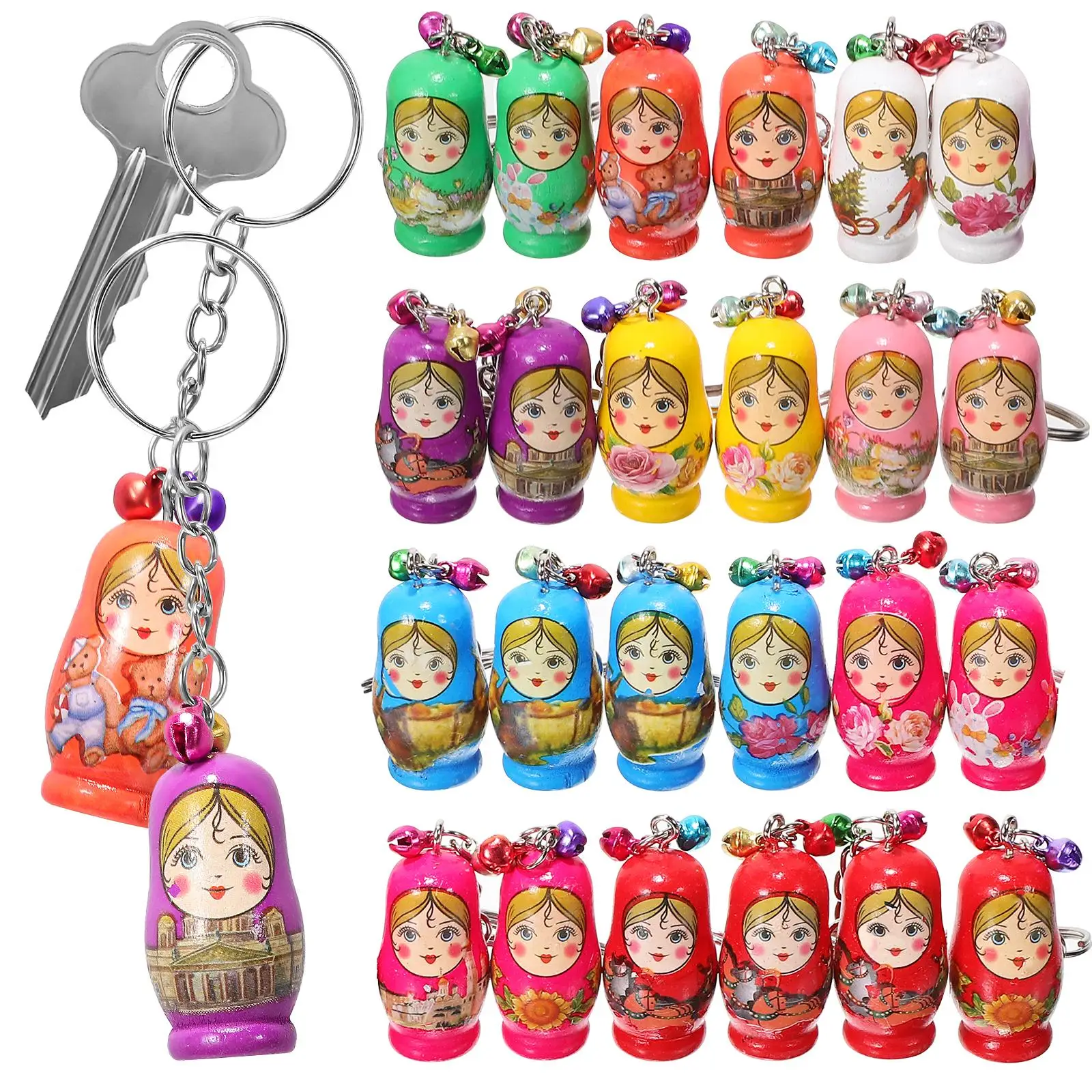 24 pcs Keychain Russian Nesting Fob Matryoshka Charm Key Rings for Car House Door Keys Bags Backpacks Luggage Decor
24 pcs Keychain Russian Nesting Fob Matryoshka Charm Key Rings for Car House Door Keys Bags Backpacks Luggage Decor