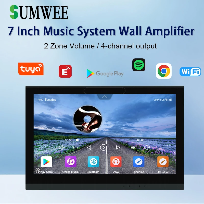 7inch Smart audio 2 zone volume in wall amplifier android WIFI bluetooth sound Background music player system TUYA control panel
7inch Smart audio 2 zone volume in wall amplifier android WIFI bluetooth sound Background music player system TUYA control panel