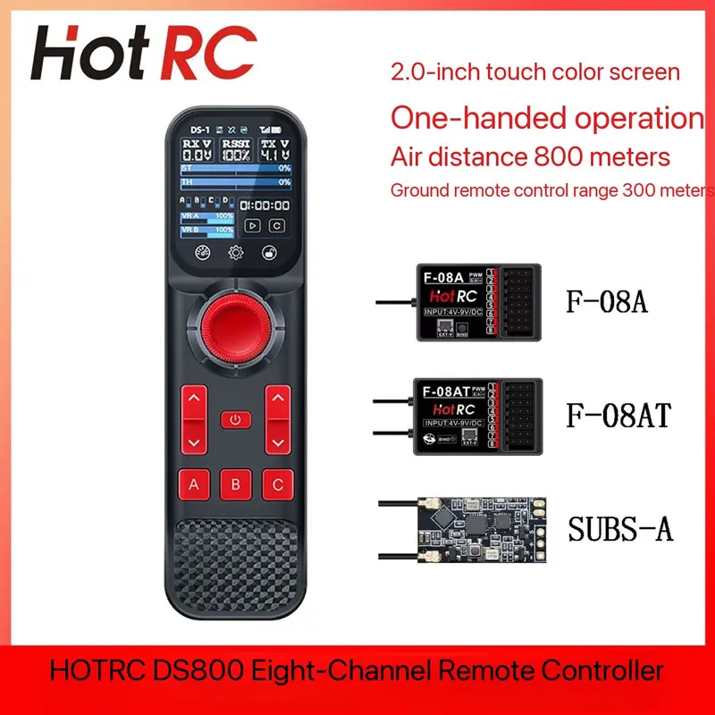 HOTRC Hsinchu DS800 8-Channel One-Handed Remote Control with Touchscreen Color Display for Model Car, Baiting, and Fishing
HOTRC Hsinchu DS800 8-Channel One-Handed Remote Control with Touchscreen Color Display for Model Car, Baiting, and Fishing
