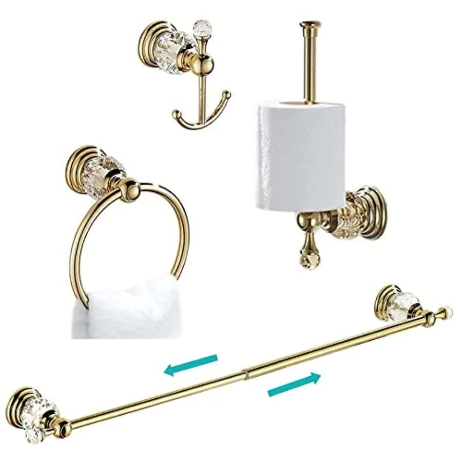 Accessories, Towel Bar Set Toilet Paper Holder Towel Ring Coat Hooks Shinny Bathroom Hardware Wall Mounted 4 Pieces with Crysta
Accessories, Towel Bar Set Toilet Paper Holder Towel Ring Coat Hooks Shinny Bathroom Hardware Wall Mounted 4 Pieces with Crysta