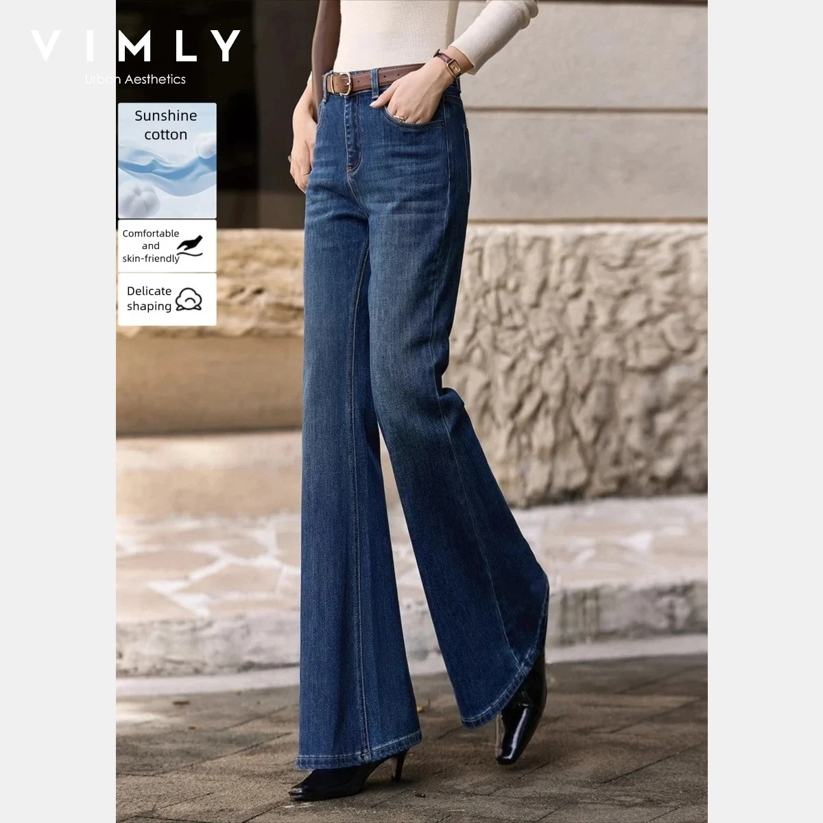 VIMLY Simple Denim Pants 2025 Winter Cotton Blend Distressed Flared Jeans Classic Design Loose Fit Office Lady Clothing 75263
VIMLY Simple Denim Pants 2025 Winter Cotton Blend Distressed Flared Jeans Classic Design Loose Fit Office Lady Clothing 75263