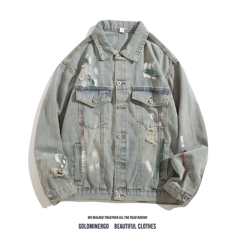 Men's Faion High Street Retro Waed Ink Spray Denim Jaet Loose Fit Long Sve Workwear Jaet American Casual Sle
Men's Faion High Street Retro Waed Ink Spray Denim Jaet Loose Fit Long Sve Workwear Jaet American Casual Sle