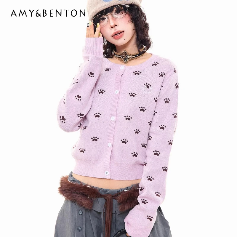 Осенний новый жаккардовый вязаный женский кардиган с животным принтом, универсальный утягивающий короткий свитер в американском стиле ретро, женское пальто
Осенний новый жаккардовый вязаный женский кардиган с животным принтом, универсальный утягивающий короткий свитер в американском стиле ретро, женское пальто