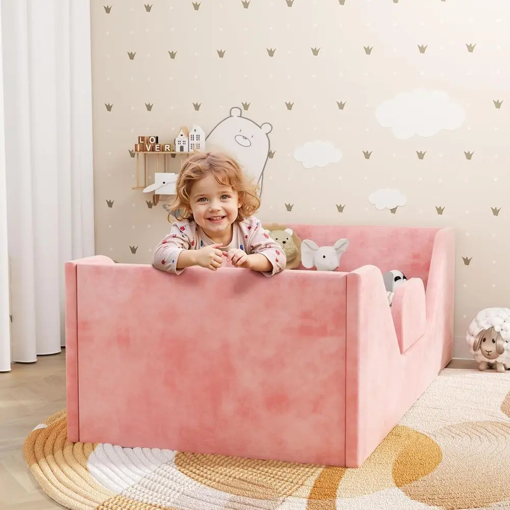 SOFTLYNICE Toddler Bed, Toddler Floor Bed Frame with Guard Rails, Small Bed for Kids Boys and Girls Aged 2-6 Years, Standard Cri
SOFTLYNICE Toddler Bed, Toddler Floor Bed Frame with Guard Rails, Small Bed for Kids Boys and Girls Aged 2-6 Years, Standard Cri