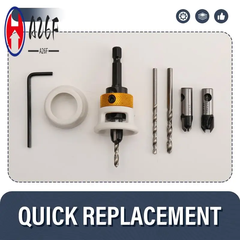 A26F-Countersink Drill Bit Set With Adjustable Depth Stop Quick Change Countersink Drill With Replaceable Drill Bits
A26F-Countersink Drill Bit Set With Adjustable Depth Stop Quick Change Countersink Drill With Replaceable Drill Bits
