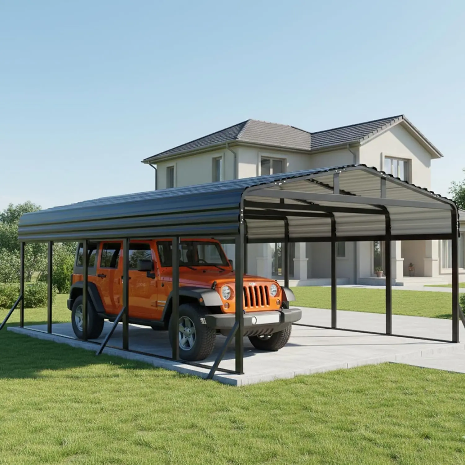 12x25 FT Heavy Duty Metal Carport Reinforced Galvanized Weather Resistant Outdoor Canopy for Boat Car Truck Tractor, Custom
12x25 FT Heavy Duty Metal Carport Reinforced Galvanized Weather Resistant Outdoor Canopy for Boat Car Truck Tractor, Custom